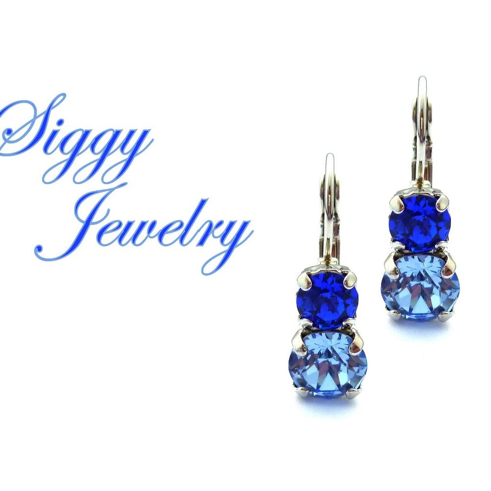 Swarovski Sapphire and Majestic Blue Drop Earrings